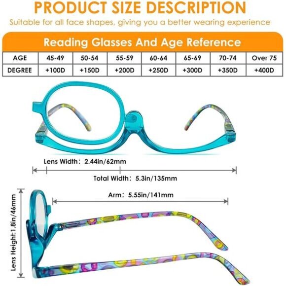 2-Pack Makeup Application Glasses – Magnifying Eyewear for Precision X2.0 Mag - Picture 2 of 5